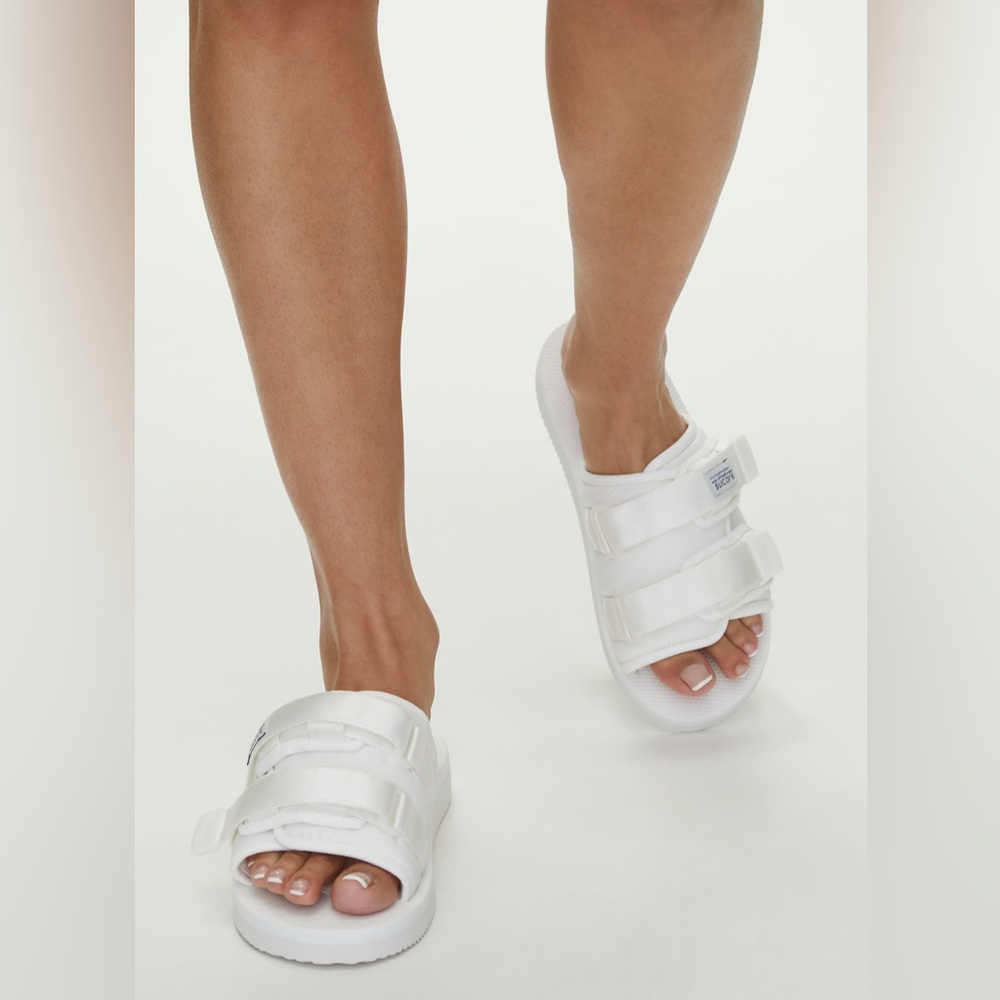 SUICOKE white slip on Moto-Cab sandals men’s 5, women’s 7 unisex